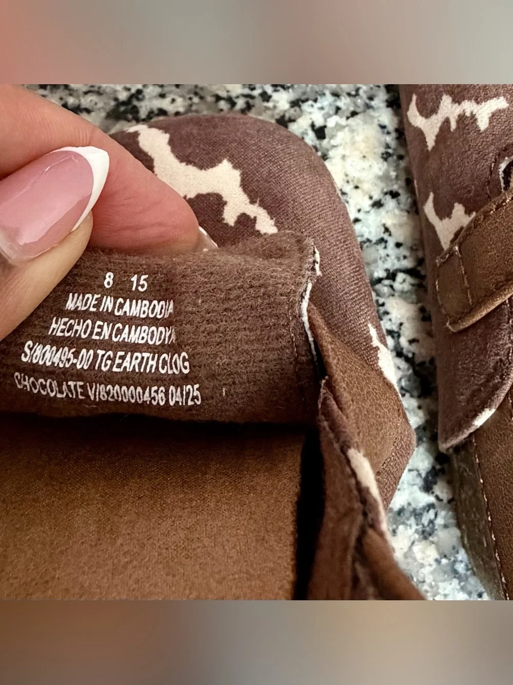 Old Navy Brown and Cream Cow Print Kids Slingback Moccasins